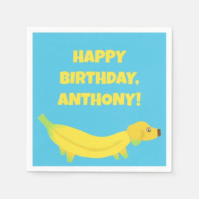Guardanapo De Papel Festa Personalizada de Cães de Banana (Frente)