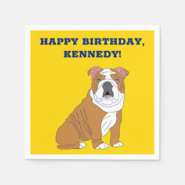 Guardanapo De Papel Festa Personalizada de Ilustração do Bulldog Inglê