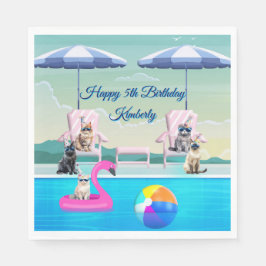 Guardanapo De Papel Festa Personalizada de Piscina para Gatos