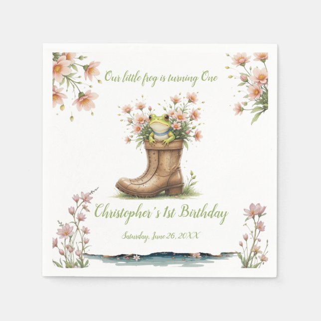 Guardanapo De Papel Festa personalizada de primeiro aniversario Froggi (Frente)