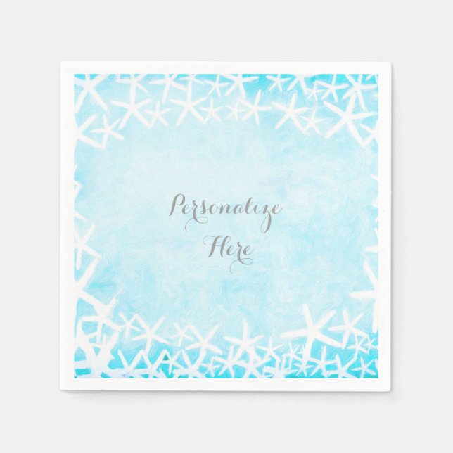 Guardanapo De Papel Festa Personalizada Pintada de Aqua Blue (Frente)