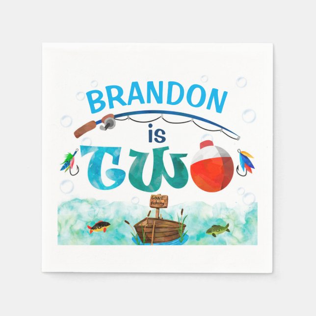 Guardanapo De Papel Festa-segundo aniversário de O-fish-al de pesca (Frente)