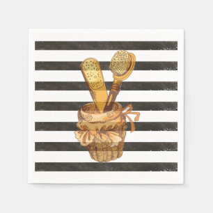 Guardanapo De Papel Festa Spa, Vintage, Black and White Striped