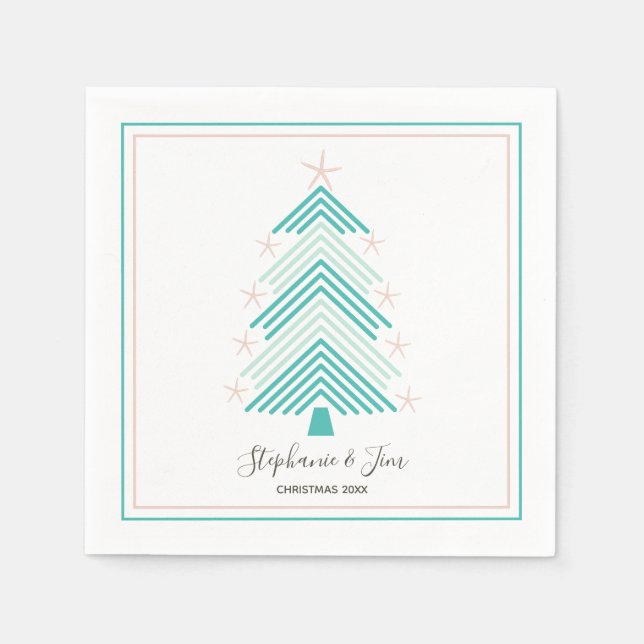 Guardanapo De Papel Festa Tropical de Natal Rosa Fresca-Rosa (Frente)