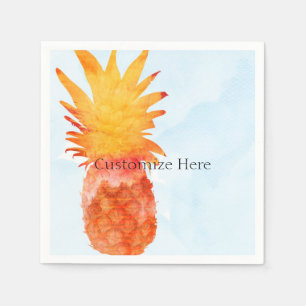 Guardanapo De Papel Festa Tropical de Verão Aquarela Abacaxi