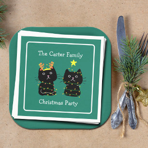 Guardanapo De Papel Festa Verde Personalizada de Natal para Gato Bonit