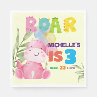 Guardanapo De Papel Festas de aniversário Bonitas De Dinossauro Menina