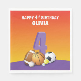Guardanapo De Papel Festas de Esportes de Quarto Aniversário