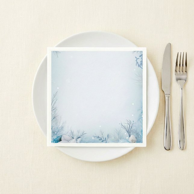 Guardanapo De Papel Festas de inverno, gelo e neve (Winter party holiday season icy and snowy napkins.)