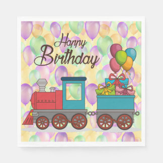 Guardanapo De Papel Festive Birthday  Balloon Train Birthday