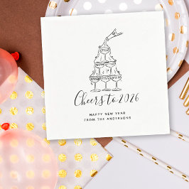 Guardanapo De Papel Festive Hand Drawn Cheers to New Year Party
