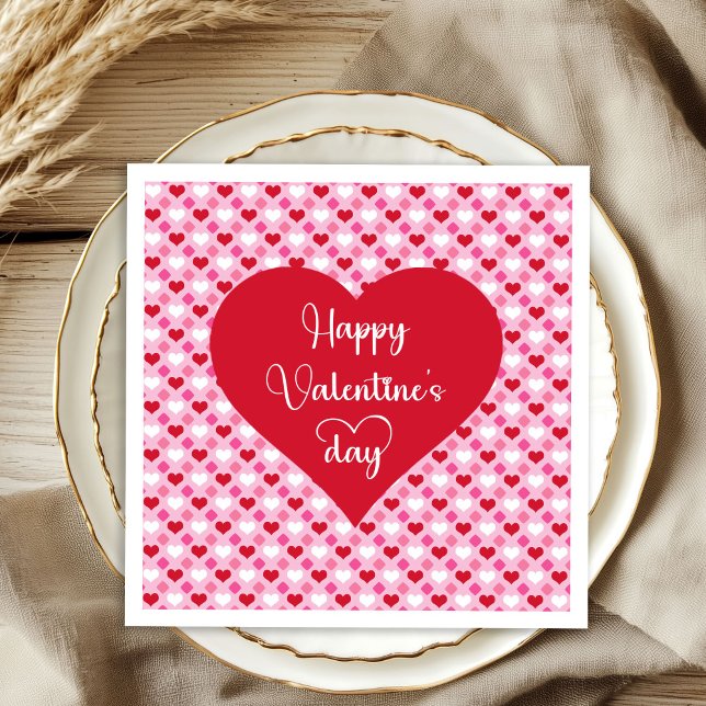 Guardanapo De Papel Festive Hearts Happy Valentine’s Day Napkins (Festive Hearts Happy Valentine’s Day Napkins)
