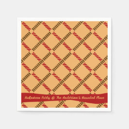 Guardanapo De Papel Festive Ochre Retro Rope Check Halloween Party