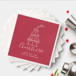 Guardanapo De Papel Festive Red Cheers to New Year Party