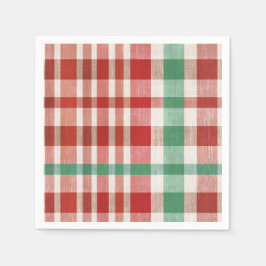 Guardanapo De Papel Festive Retro Red Green Textured Plaid 