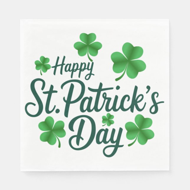 Guardanapo De Papel Festive St. Patrick's Day with Shamrock Border (Frente)