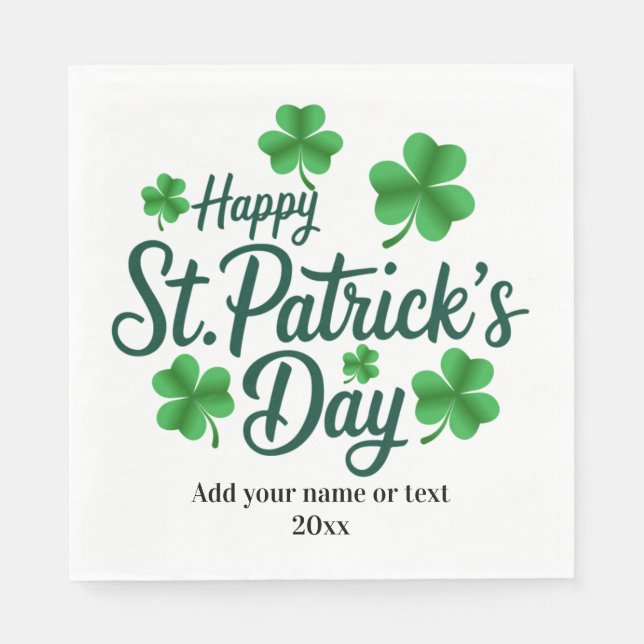 Guardanapo De Papel Festive St. Patrick's Day with Shamrock Border (Frente)