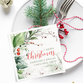 Guardanapo De Papel Festive Watercolor Greenery Merry Christmas