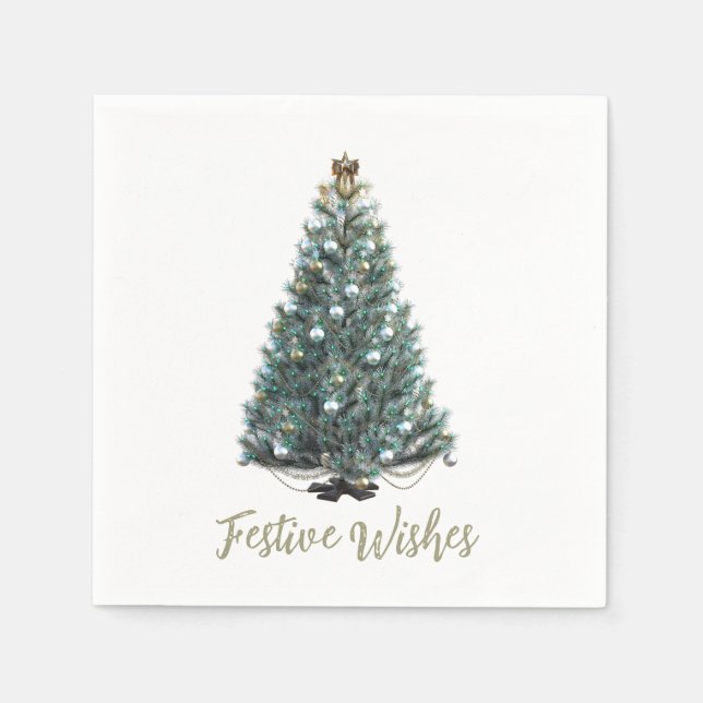 Guardanapo De Papel Festive Wishes. Christmas tree design (Frente)