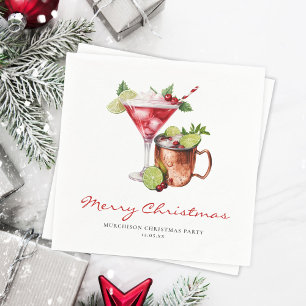 Guardanapo De Papel Festivo Cocktail Watercolor Festa de Natal