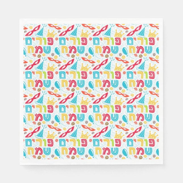 Guardanapo de papel festivo de Purim (Frente)
