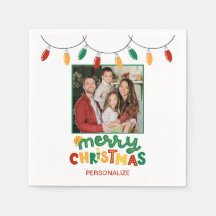 Festivo Feliz Natal Papel Personalizado Napkins