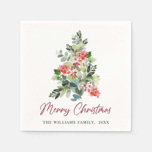 Guardanapo De Papel Festivo Holly Berry Festa de Natal (Frente)