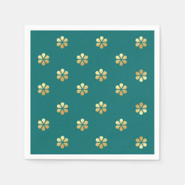 Guardanapo De Papel Festivo Moderno Teal e Dourado Natal Daisy