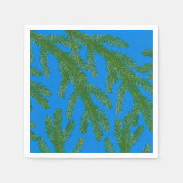 Guardanapo De Papel Festivos de abetos verdes e galhos azuis