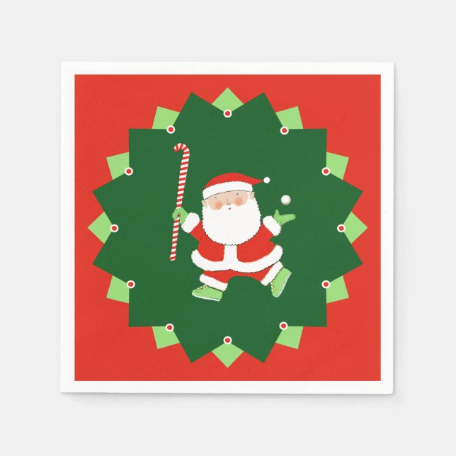 Guardanapo De Papel Field Hockey Christmas Holiday (Frente)