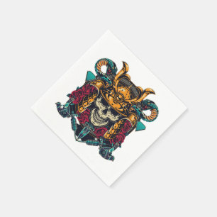 Guardanapo De Papel Fierai Samurai Skull Vintage Tattoo Art