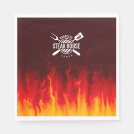 Guardanapo De Papel Fiery Steak House Napkins — Chamas de CHURRASCO pe