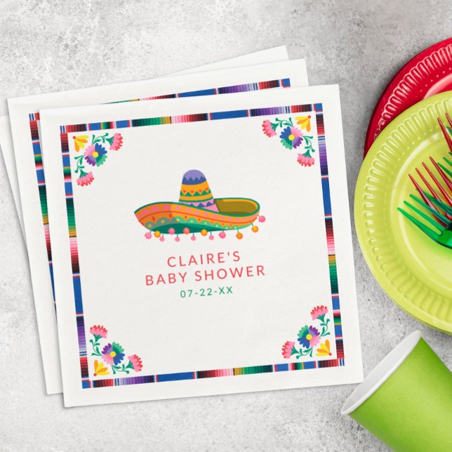 Guardanapo De Papel Fiesta Chá de fraldas Napkins - Floral Sombrero Ta (Fiesta Baby Shower Napkins)