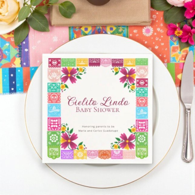 Guardanapo De Papel Fiesta Floral Cielito Lindo Baby Shower Napkins (Criador carregado)