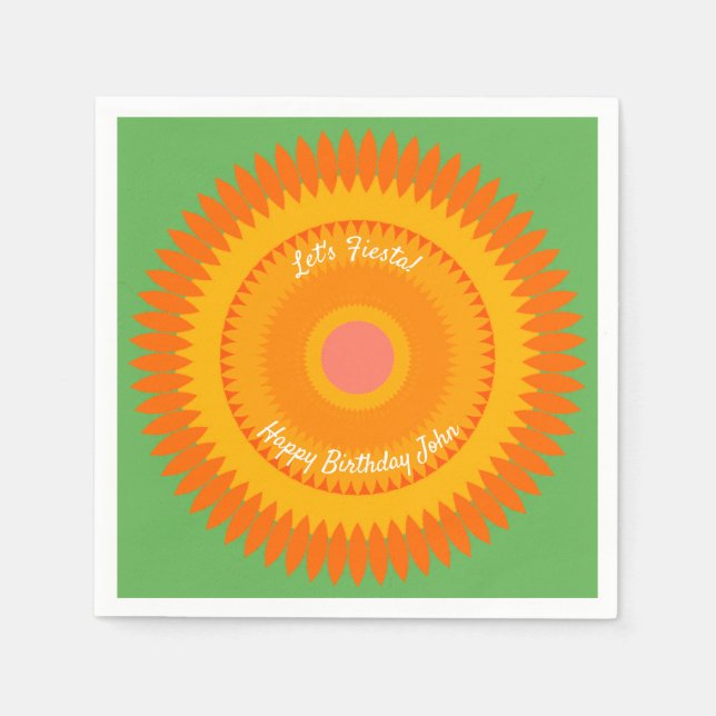 Guardanapo De Papel Fiesta Orange Sun Kaleidoscope Napkins (Frente)