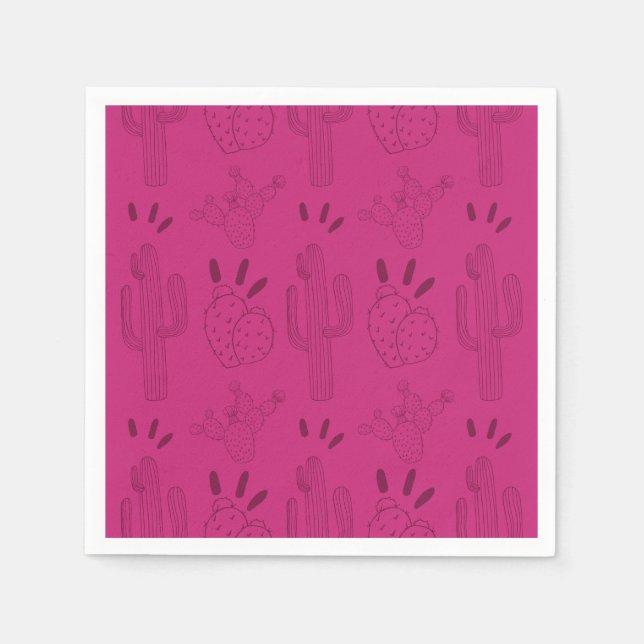 Guardanapo De Papel Fiesta Paper Napkin Mexicano Cactus Floral Rosa (Frente)