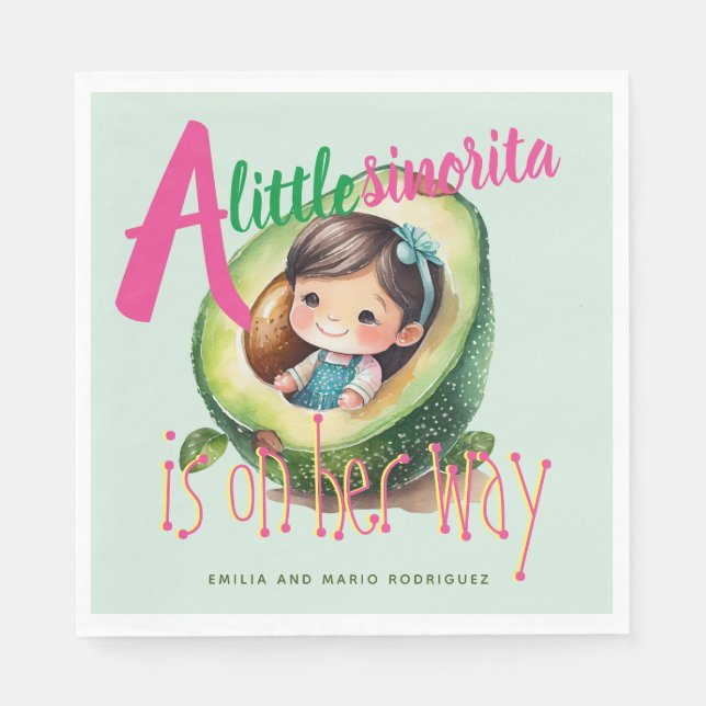 Guardanapo De Papel Fiesta Sinorita Baby Girl Chá Mint (Frente)