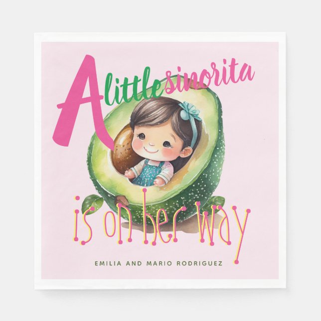 Guardanapo De Papel Fiesta Sinorita Baby Girl Chá Pink (Frente)