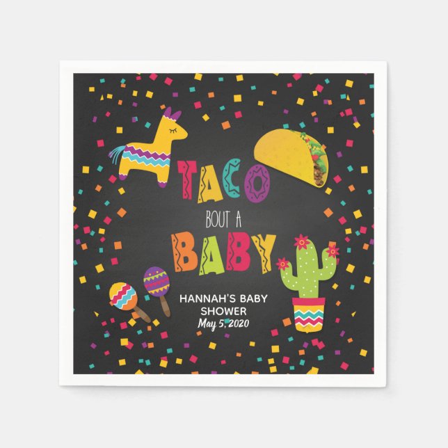 Guardanapo De Papel Fiesta Taco Bout a Baby Napkin - Personalizável (Frente)