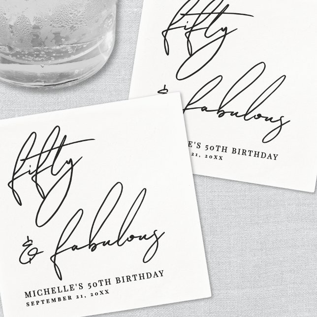 Guardanapo De Papel Fifty And Fabulous 50th Birthday Party (Fifty And Fabulous 50th Birthday Party Napkins)