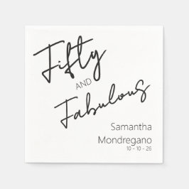 Guardanapo De Papel Fifty and Fabulous Black White 50th Birthday
