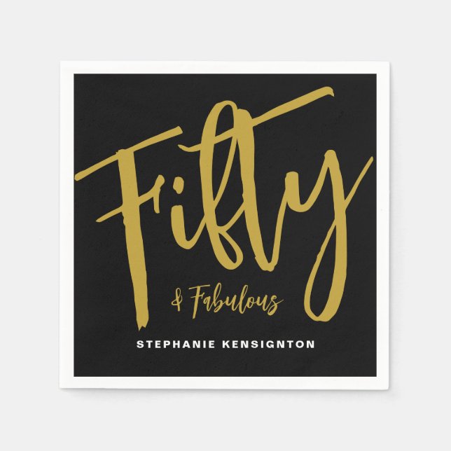 Guardanapo De Papel Fifty and Fabulous Bold Script 50th Birthday Party (Frente)
