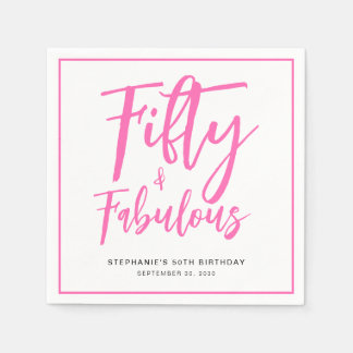 Guardanapo De Papel Fifty and Fabulous Name Date 50th Birthday Party