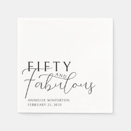 Guardanapo De Papel Fifty and Fabulous Name Date 50th Birthday Party