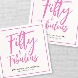Guardanapo De Papel Fifty and Fabulous Name Date 50th Birthday Party