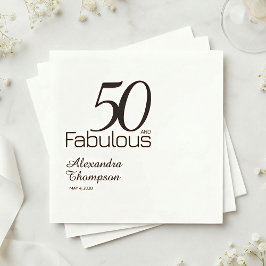 Guardanapo De Papel Fifty and Fabulous Name Date 50th Birthday Party