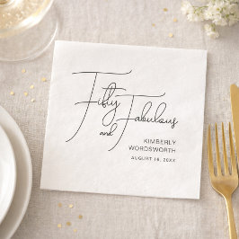 Guardanapo De Papel Fifty and Fabulous Name Date 50th Birthday Party