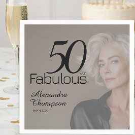 Guardanapo De Papel Fifty and Fabulous Name Date 50th Photo Party