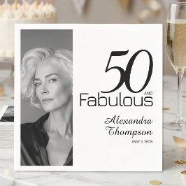 Guardanapo De Papel Fifty and Fabulous Name Date 50th Photo Party