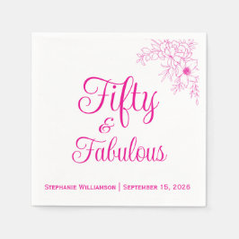 Guardanapo De Papel Fifty and Fabulous Name Date Birthday Party